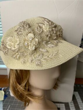 Rare Embellished Cream Women's 
Lightweight Hat